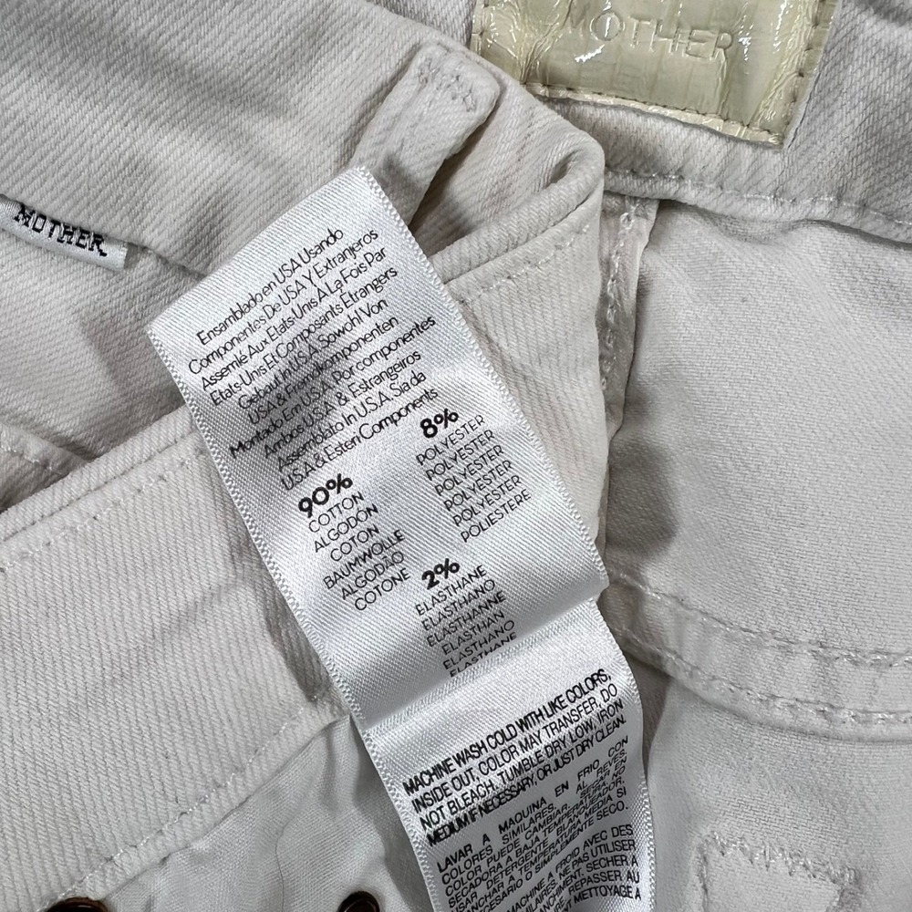 MOTHER High Waisted Looker Ankle Fray Jeans Stayin Alive White Size 26 - Picture 6 of 9